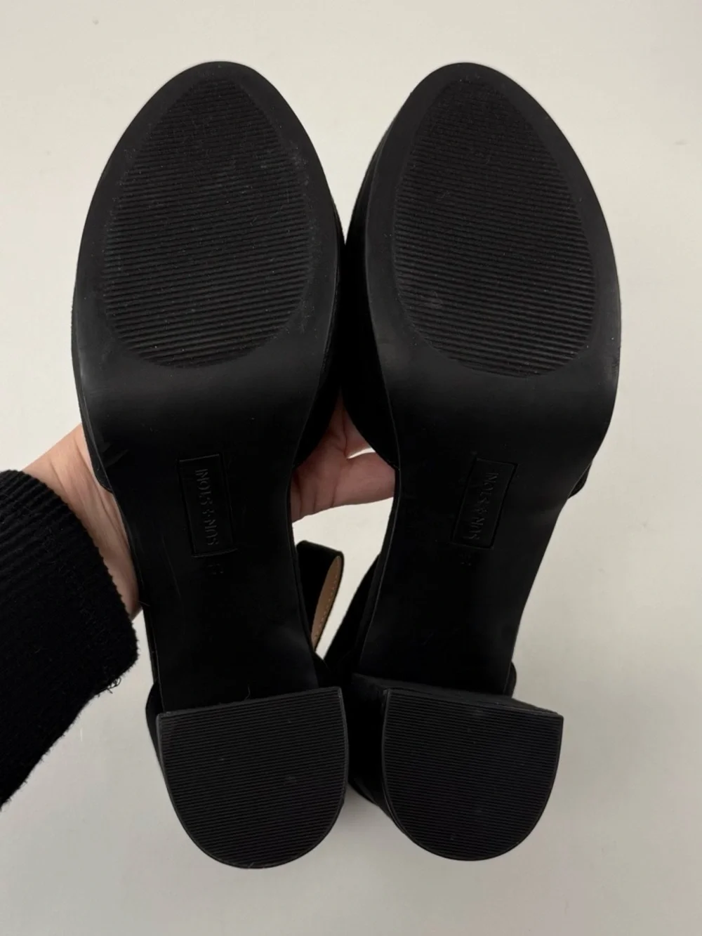Sun + Stone Birdey Ankle Strap Block Heel Platform Pumps Womens 11M Black NEW